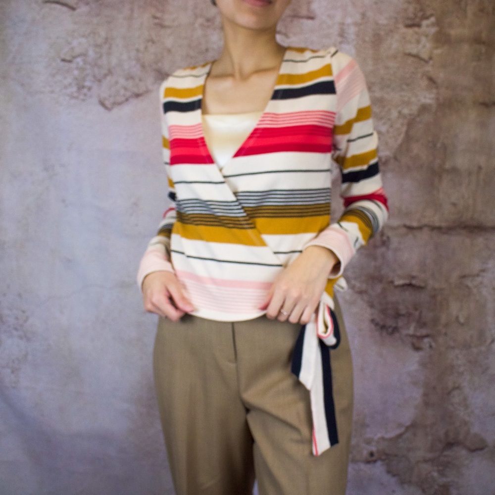 NWOT Billabong Striped Wrapped Blouse - Picture 3 of 3